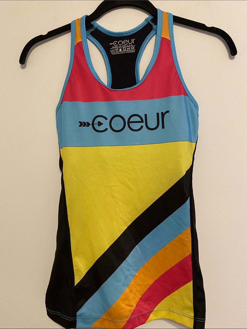 Women's Colorblock Racerback Tank Top - Yellow/Blue/Pink